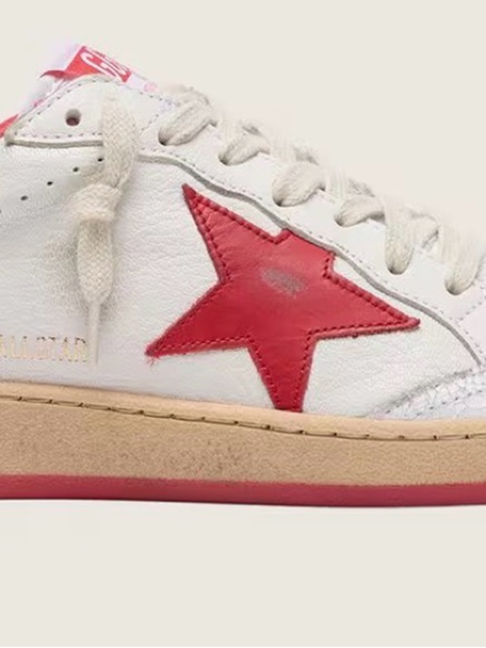 Golden Goose Women's Ball Star in white leather with red star and heel tab